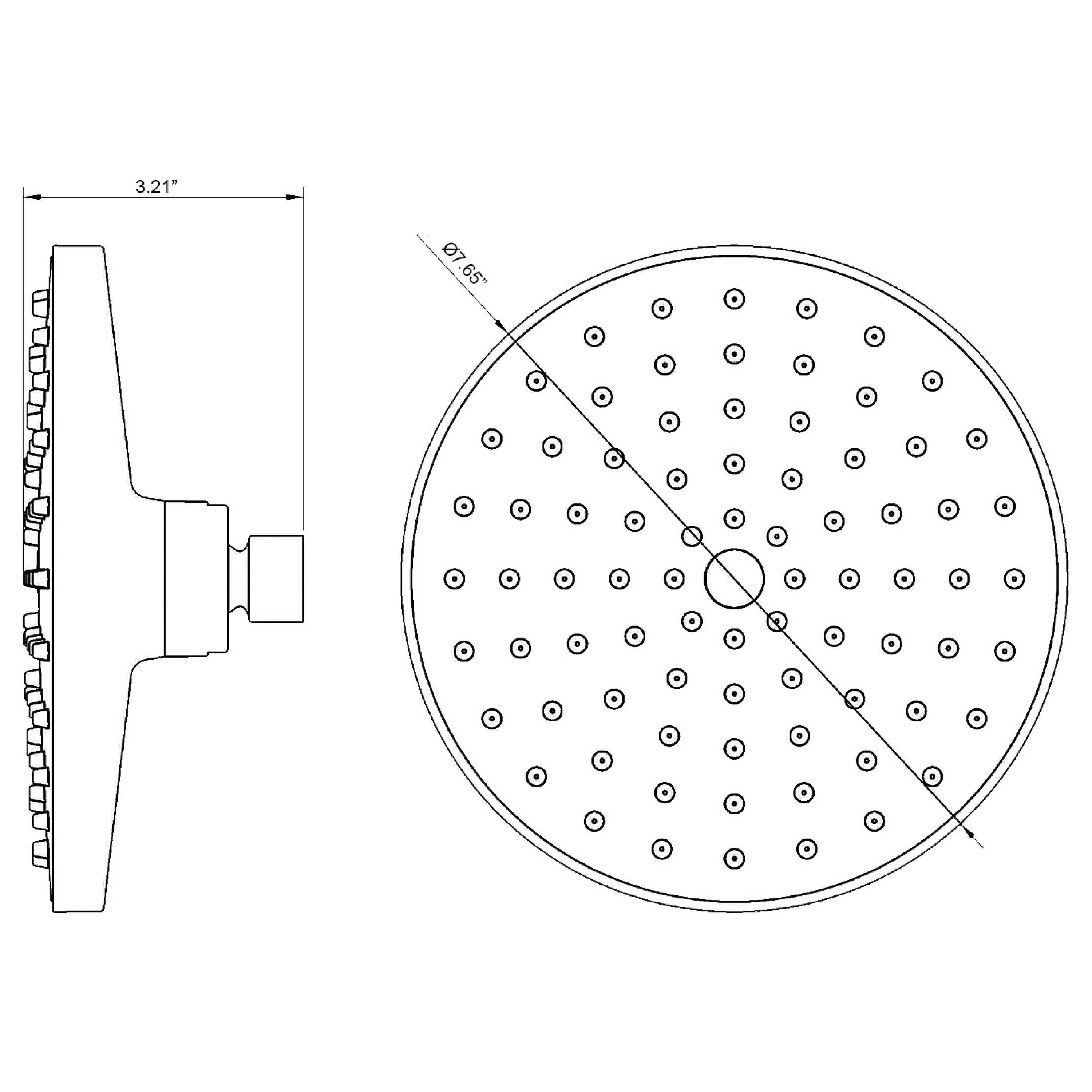 Contemporary 7.5 Inch Bathroom Rainfall Single Setting Shower Head